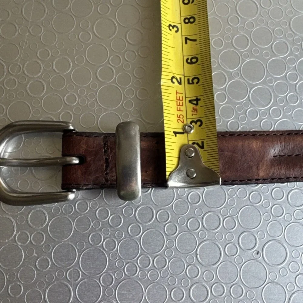 Vintage Unbranded Ranger Belt 3pc Metal Buckle Set 31 32 33 Skinny Boho Western